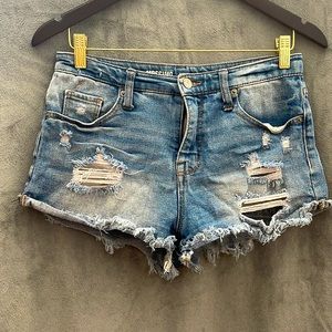 High Waist Distressed Jean Shorts